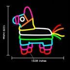 Pinata Neon Sign - Happy Birthday Neon Light for Wall Decor Mexican Colorful Horse Neon Signs with USB Power Neon Light for Bedroom Party Supplies Dimmable Design