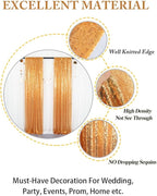 ShinyBeauty Sequin Backdrop Curtains 4 Panels Gold 2FTx8FT Gold Sequin Backdrop Sequin Fabric Photo Backdrop Curtains Gold Glitter Curtains for Party Baby Shower Backdrop Backgrounds