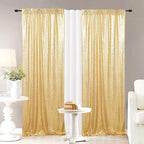 Eternal Beauty Sequin Backdrop Curtains, 2x8 Ft-2 Panels Gold Back Drop for Shimmer Photography Party Wedding Birthday Decor