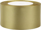Champagne Gold Solid Satin Ribbon 2 Inch 25 Yards Solid Polyester Fabric Ribbon for Gift Wrapping Wedding Christmas Baby Shower Birthday Party Decoration Handmade Immortal Flower Craft