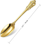 KEAWELL Luxury 6.3" Teaspoons, 18/10 Stainless Steel, Gorgeous Small Spoons, Stirring, Mixing, Sugar, Cake, Dessert Spoons, Mini Antipasto spoons (Gold)