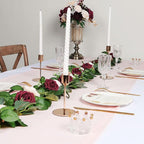 ponatia 6.5FT Handcrafted Artificial Rose Flower Garland, Eucalyptus Greenery Garland for Wedding Ceremony Garlands Backdrop Arch Flowers, Reception Table Decorations (Burgundy & Ivory Cream)