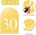 JOYIT Arch Wedding Table Numbers 1-30 with Stands – 5" X 7" Acrylic Mirrored Gold Table Number Holders, Perfect for Wedding Receptions, Parties, Anniversaries, and Events