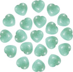 PATIKIL 20 Pcs Natural Heart Shaped Crystal Stone, 0.6 Inch Mini Polished Love Gemstone Crystal, Pocket Rock Engraved Worry Stones for Women Gifts Meditation, Emerald Green