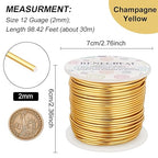 BENECREAT 12 17 18 Gauge Aluminum Wire - 100FT Gold Anodized Jewelry Craft Wire for Air Plant Gardening, Model Making