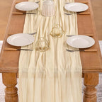 MLMW Beige Table Runner Cheesecloth Boho Gauze Rustic Cheese Cloth Table Runner 160 inch Sheer 13.3ft for Thanksgiving Wedding Party Baby Bridal Shower Birthday