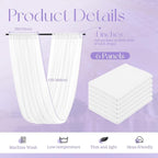 6 Panel White Wedding Drapes, 5ftx15ft Sheer Fabric Curtains for Arch Decorations