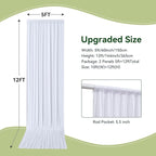 10×12ft White Wrinkle Free Backdrop Curtain, Soft Silky Easy to Drape Wedding Drapes for Backdrop, 2 Panels 12 ft Long Backdrop Curtains for Parties Birthday Baby Shower Photo Photography Background