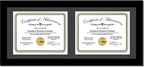 Creative Picture Frames [14x30bk-b Black Horizontal Double Diploma Frame with 2 opening Black Mat, Holds 2-10x12-inch Documents with Wall Hanger