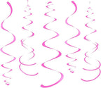 Hot Pink Party Hanging Swirl Decorations Plastic Streamer for Ceiling, Pack of 28