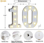 Pooqla Decorative Led Light Up Number Letters, White Plastic Marquee Number Lights Sign for 10th Birthday Party Wedding Decor Battery Operated Number (10)