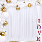 Joydeco White Photography Backdrop Curtains, White Backdrop Drapes for Wedding Decorations, Wrinkle Free Polyester 5ft x 7ft Fabric Drape 2 Panels with Rod Pockets