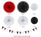 Red-Black White Party-Decorations Paper-Flowers Lanterns - 20PCS Halloween Tissue Pom Poms Streamers Fans Honeycomb, Vintage Baby Shower Birthday Bachelorette Hanging Supplies Decor Burgleda