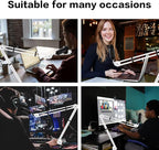 BOMGE Microphone Boom Arm Mic Stand Adjustable Clip Studio Suspension Scissor Arm Mount for Blue Snowball, ICE, Blue Yeti,Radio Broadcasting and Game (white)