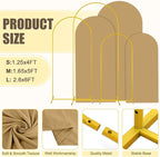 MODFUNS Metal Arch Backdrop Stand and Cover Set 4&5&6ft Khaki Arch Cover Gold Wedding Arched Frame Brown Backdrop Covers Arched Stand with Covers for Wedding Ceremony Birthday Party Decor
