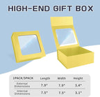 TIACABO Gold Gift Box with Window,7.5"x7.5"x3.1" Bridesmaid Boxe for Gifts Giving,Birthday Gift Boxes with Magnetic,Closure Lid Gifts Boxes for Presents,Cute Box,Luxury for Gift Packaging
