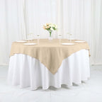 Efavormart 54x54 Nude Wholesale Linens Seamless Polyester Square Linen Tablecloth for Wedding Banquet Party Restaurant