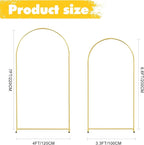 Gold Metal Wedding Arch Backdrop Stands Set of 2 (7.2FT & 6.6FT), Metal Square Balloon Arch Frame for Birthday Party, Ceremony, Baby Shower
