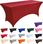 2-Pack 4ft Spandex Table Covers for Rectangular Folding Tables - Wrinkle Resistant Stretch Tight Table Cloths - Ultimate Fitted Table Protector for Parties, Banquet, and Wedding