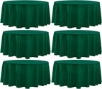 Round Tablecloth 6 Pack 90 Inch Dark Green Tablecloths Washable Decorative Linen Polyester Table Clothes Cover for Dining Table Banquets Buffet Parties and Wedding