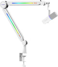 IXTECH RGB Mic Boom Arm High Profile, Overhead Boom Arm Microphone Stand Desk Mount, Adjustable Microphone Stand with Desk Mount, Mic Arm for Live Streaming Gaming Podcasting Recording.