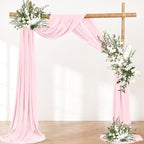 Wedding Arch Draping Fabric 1 Panel 30'' x 18FT Blushing Pink Sheer Chiffon Arch Drapery for Photo Booth Bridal Shower Baby Shower Church Decor Newborn Photography Christening Outdoor Party
