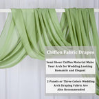 2 Panels Ceiling Drapes Wedding Arch Draping Fabric Sage Green Sheer Drapes 20Ft Long for Romantic Bridal Shower Decor Chiffon Wedding Arch Drapery Chiffon Fabric for Wedding Arch Decoration