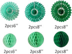 12pcs 6’’ 8’’ Honeycomb Balls Tissue Paper Fans Party Honeycomb Ball Fans Wall Tissue Pom Poms Flower Balls Hanging Paper Fans for Party Baby Shower Birthday Wedding Nursery Wall Decor(Green Set)