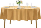 60 inch Round Tablecloth Washable Polyester Table Cloth Decorative Table Cover for Wedding Party Dining Banquet（60 inch,Gold）
