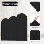 WEERRW Black Arch Backdrop Cover Ballon Arch Stand Covers Set of 3 Spandex Fitted Round Top Chiara Stretchy Backdrop for Wedding Birthday Party Decoration(6FT, 6.6FT, 7.2FT)