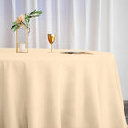 Efavormart Round Tablecloth, 132 Inch Stain & Wrinkle Resistant Washable Table Cloth, Decorative Polyester Fabric Table Cover for Banquet, Wedding, Dining- Beige