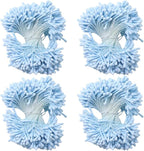 HAHIYO 700Pcs 2mm Light Blue Matte Double Head Flower Stamen Pistil for Flower Making Scrapbook Decoration - Handmade Artificial Flowers Pistil Matt-Like Floral Stamens Flowers Pollen Stamen