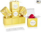 COTOPHER Small Gift Boxes 60 Pack 4x4x4 inches Gold Gift Boxes with Lids for Gifts, Crafting, Wedding Party Favor, Cupcake Boxes, Candy, Bridesmaids Proposal Box with Ribbons and Stickers (Metallic
