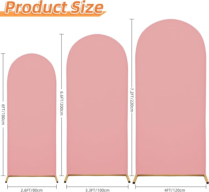 7.2FT Wedding Arch Covers Arch Backdrop Cover Arch Stand Covers Set Arch Cover Spandex Fabric Stretchy Backdrop for Wedding Birthday Party Decoration Baby Shower (Light Pink)