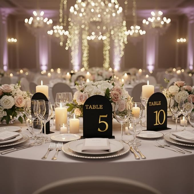 Arch Wedding Table Numbers 1-20 with Stands, 5" X 7" Double Sided Acrylic Wedding Sign Holders, Durable Non-Fading Table Number for Wedding Reception, Events, and Centerpieces