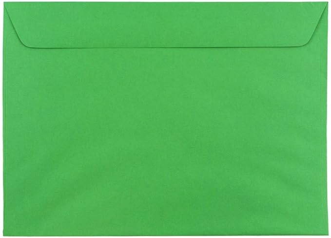 JAM PAPER 9 x 12 Booklet Colored Envelopes - Green Recycled - Bulk 500/Box