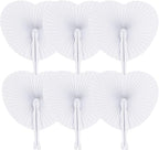 Zwin 60PCS Heart Shaped Folding Paper Fans for Wedding White Plastic Handheld Pocket Paper Fans for Party Decorations