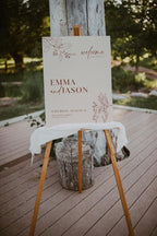 Wedding Welcome Sign Template in Beige and Terracotta - Floral Board for Ceremony
