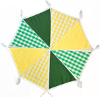 32Ft Yellow Green Party Decorations Green Yellow Gingham Banner Buffalo Plaid Checkered Triangle Flag Pennant Fabric Garland Streamers for Master Golf Birthday Baby Shower Picnic Golf Decor Supplies