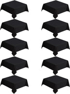 VidaFete Square Tablecloth 10 Pack52 x 52 Inch Tablecloths Stain Wrinkle Resistant Polyester Dining Table Cover for Kitchen Dinning Party Wedding Rectangular Tabletop Buffet Decoration(Black)