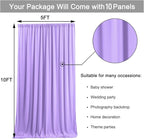 50 ft x 10 ft Wrinkle Free Lavender Backdrop Curtain for Parties, Polyester Light Purple Photo Backdrop Drapes 10 Panels 5x10ft for Baby Shower Photoshoot Wedding Birthday Party Photography Curtains