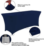 IVAPUPU 4FT Table Cloth for Rectangular Fitted Events Stretch Jean Blue Table Covers Washable Cover Spandex Tablecloth Protector for Party, Wedding, Cocktail, Banquet, Festival