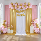 gogoparti 30x10FT Gold Sequin Backdrop Curtain - 6 Panels of 5x10FT Wrinkle-Free Glitter Drapes for Photography, Birthdays, Weddings & Graduations