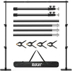 Pipe and Drape Backdrop Stand Kit, 6.5ft x 10ft Adjustable Photo Background Stands with Metal Flat Base for Photography, Birthday Parties, Wedding, Video Studio