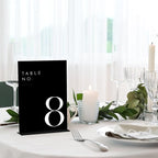 JINMURY Wedding Black Table Numbers 1-15 with Stands, 5"x7" Black Acrylic Table Numbers with White Font for Wedding Party Reception (1-15, 5"x7")