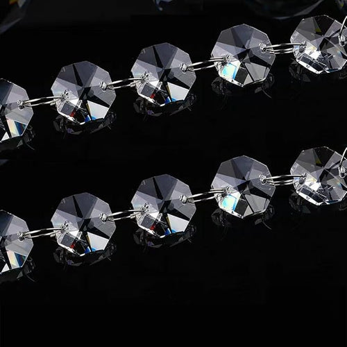 16FT Clear Crystal Glass Garland Strands,Hanging Chandelier Bead Chain,Hanging Ornament String Decorations for Centerpiece,Christmas Tree,Wedding, Party,Celebration
