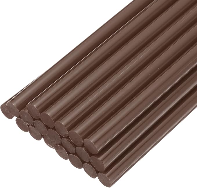 uxcell 20pcs Hot Glue Sticks for Glue Gun 7mm/0.28-inch x 8-inch Mini Hot Melt Adhesive Glue Stick Brown