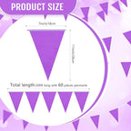 Tatuo 200 Feet Solid Pennant Banners Flags String Triangle Hanging DIY Bunting Flags Party Decorations for Grand Opening Party Banners for Kids Birthday, Shops (Purple)