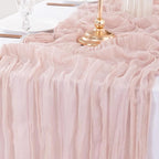 12Pcs Rubber Powder Cheesecloth Table Runner 120 Inch10FT Dust Powder Rustic Boho Cheesecloth Table Runnerfor Wedding Party Baby Shower Birthday Home Decor Holiday Decorations