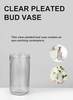 Serene Spaces Living Clear Pleated Glass Votive Holder, Decorative Centerpiece for Wedding, Christmas, Thanksgiving, Party, Dining Table, Living Room, Home Décor, Measures 11" Tall